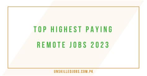 Top Highest Paying Remote Jobs Visit Here