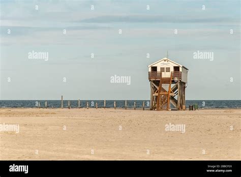 Stilt House On The Beach Of Sankt Peter Ording Stock Photo Alamy