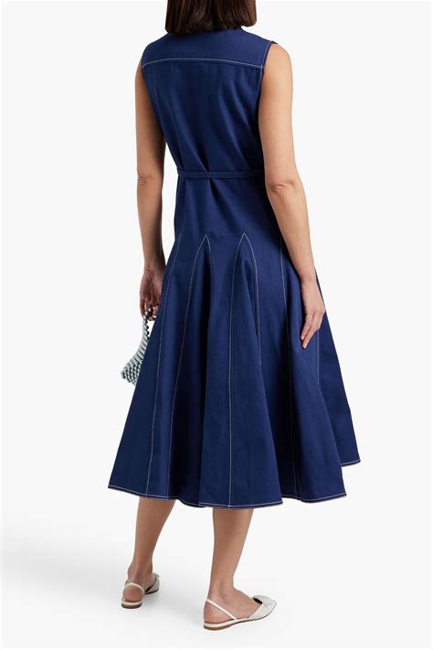 Emilia Wickstead Monique Belted Denim Midi Dress The Outnet