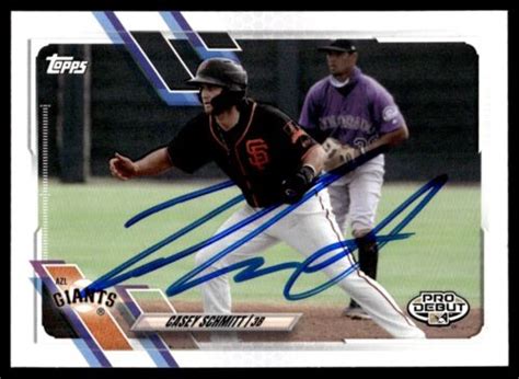 2021 Topps Pro Debut Casey Schmitt Auto AZL Giants PD 44 Card COA