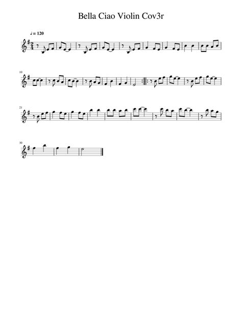 Bella Ciao Violin Cov3r Sheet Music For Violin Solo