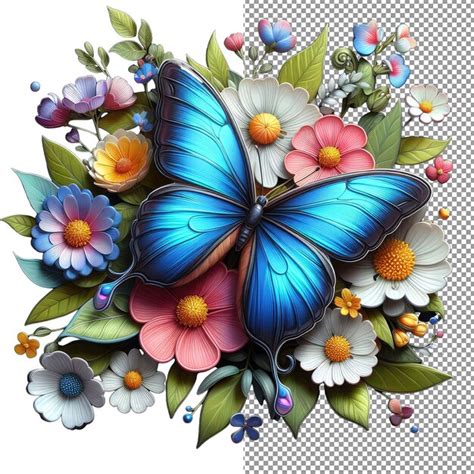 Premium Psd Butterfly Bliss Amidst Floral Splendor Sticker