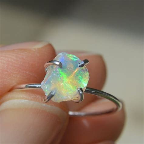 Ethiopian Opal Claw Ring Sterling Silver Size Etsy Sterling