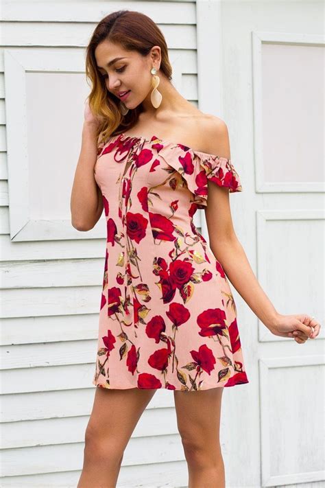 Red Floral Ruffle Spring Short Dress Summer Dresses For Women Long Sleeve Chiffon Dress Mini