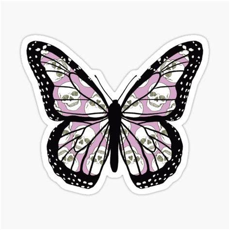 Pastel Goth Skulls Monarch Butterfly Sticker For Sale By Pupperoni Redbubble