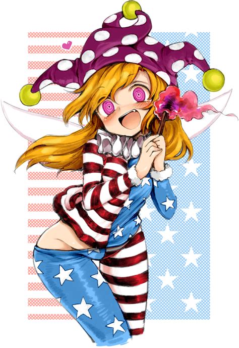 Safebooru 1girl American Flag Dress Bangs Blonde Hair Clownpiece Cropped Legs Dress Fairy