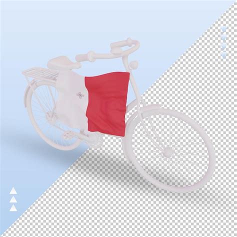 D Bycycle Day Bandeira De Malta Renderizando A Vista Direita Psd Premium