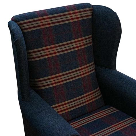 Standard Wingback Chair In Gleneagles Check Plain Granite Fabric