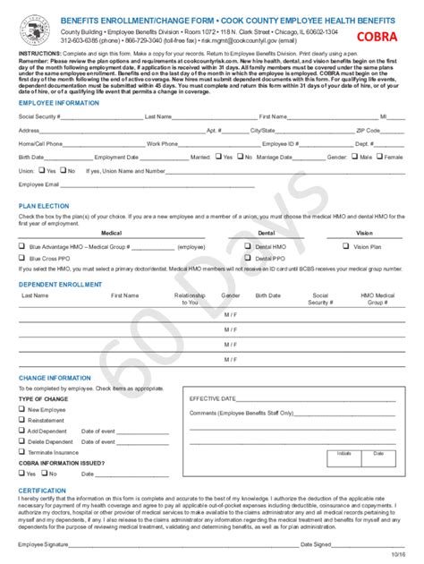 Fillable Online Benefits Enrollment Change Form Fax Email Print