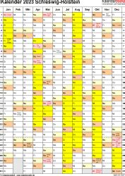 Kalender 2023 Schleswig Holstein Ferien Feiertage PDF Vorlagen