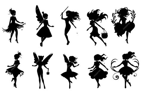 Premium Vector Fairy Silhouette Vector Illustration Set