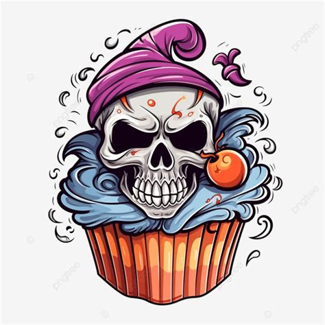 Skull Pirate Skeleton Cartoon Halloween Cupcake Colorful Skull Pirate