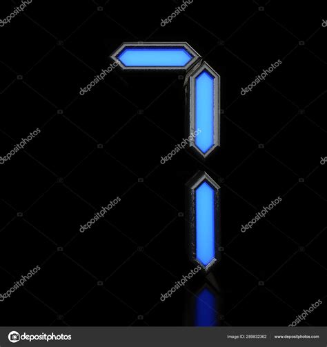 Number 7 Futuristic Blue Neon Led Digital Font 3D Rendering Stock