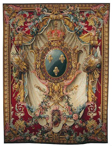 French Coat of Arms - burgundy tapestry - arms of France