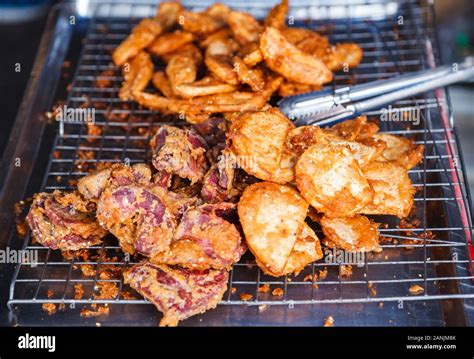 Traditional Thai Street Food Snack Deep Fried Sweet Taro Banana And