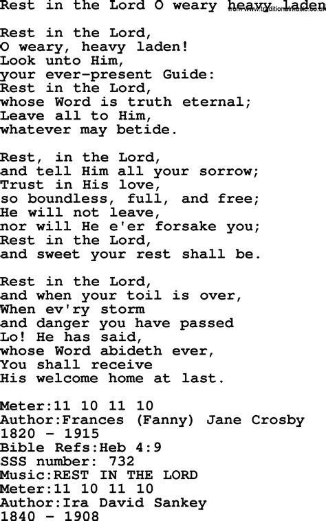 Sacred Songs And Solos Complete Words Version Song Rest In The Lord