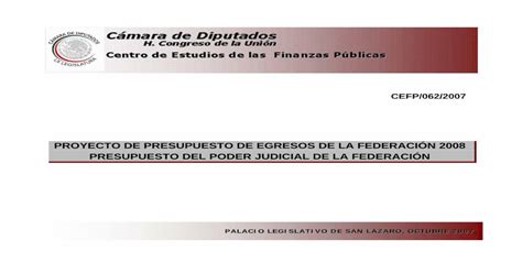 Proyecto De Presupuesto De Egresos De La Las Instituciones Del Poder Judicial Cuentan Con