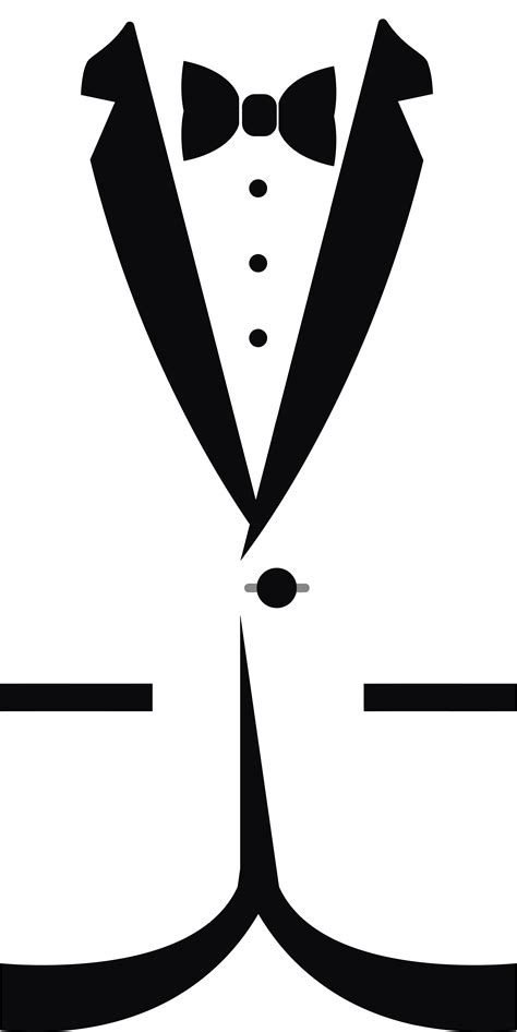 Free Clipart Of A black and white formal bow tie and tuxedo