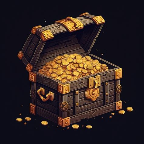 Premium Photo There Is A Chest Full Of Gold Coins On A Black