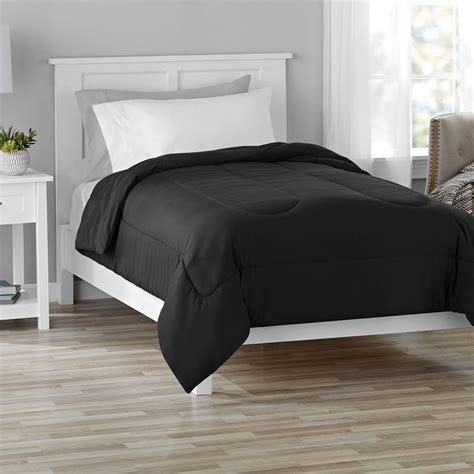 Mainstays Reversible Ultra Soft Solid Comforter In A Bag Black Twintwin Xl