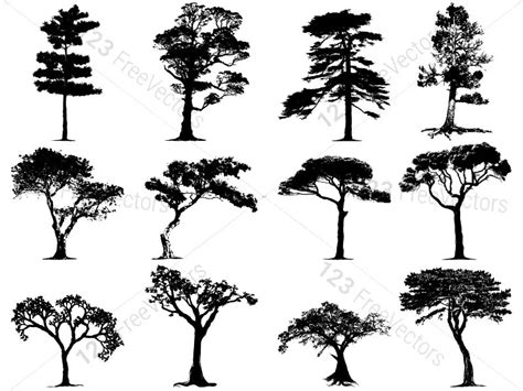 Tree Silhouettes Vector and Photoshop Brush Pack-05