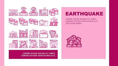 Earthquake Damage Destruction Icons Set Vector 23248049 Vector Art At