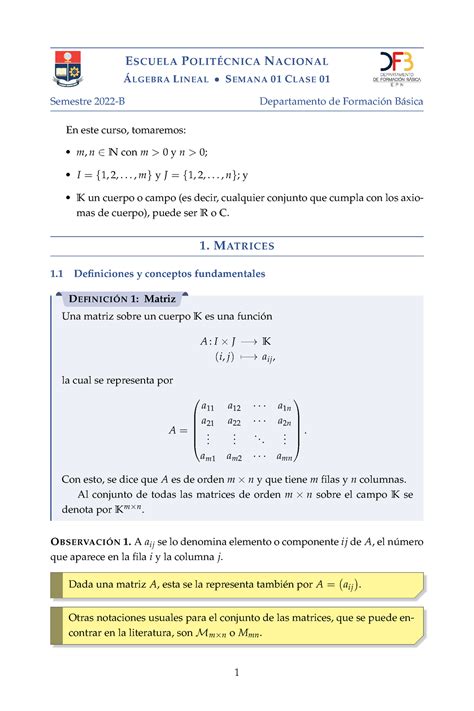 Clase Escuela Polit Cnica Nacional Lgebra Lineal Semana Clase