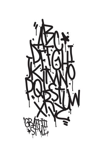 Handwritten Graffiti Font Alphabet Volumetric Vector Image