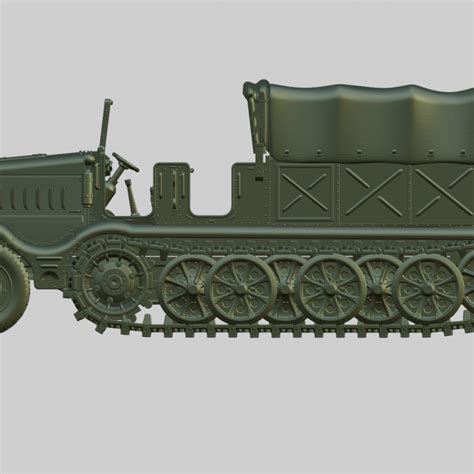 D Printable Half Track Artillery Tractor Sd Kfz Famo Crewmen