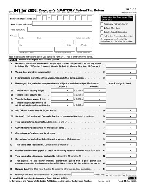 IRS Form 941 - Fillable & Printable Samples