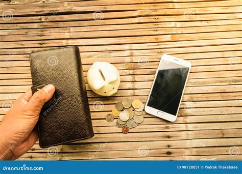 One Hand Holding A Black Leather Wallet Stock Image Image Of Currency