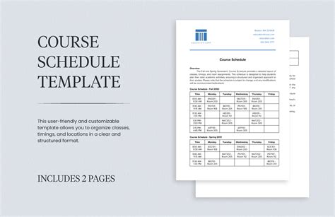Course Schedule Template in Word, PDF, Google Docs - Download ...