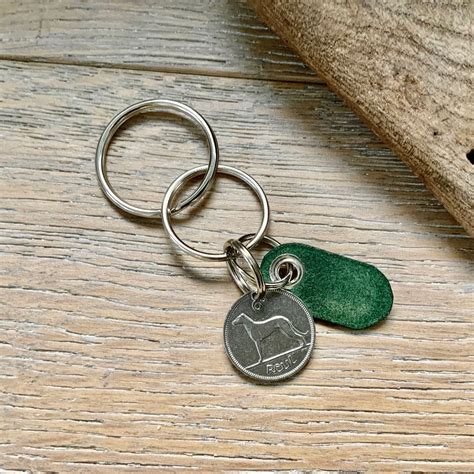 Irish Sixpence And Green Shamrock Key Chain Ireland Coin Key Ring