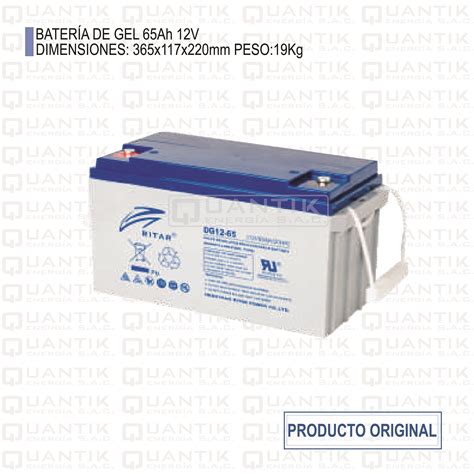 BATERIA DE GEL DE 65AH 12V RITAR DG Quantik Energía