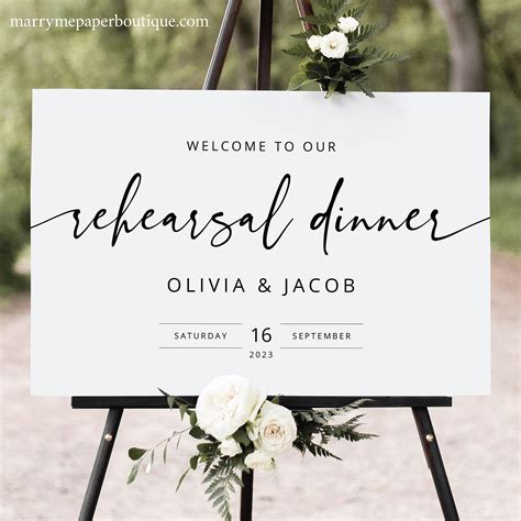 Rehearsal Dinner Welcome Sign Template, Modern Calligraphy, Printable ...