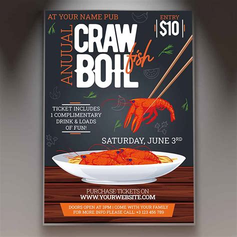 Crawfish Boil Invitation Card Printable Template Flyer Psdmarket