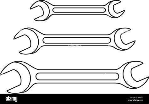 Line Art Black And White Spanner Set Stock Vector Image Art Alamy