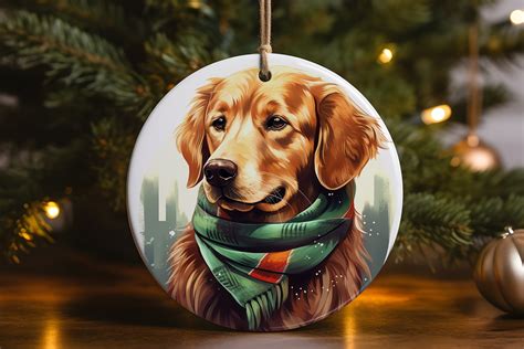 Golden Retriever Christmas Ornament 1 Graphic by R.Ray Design · Creative Fabrica