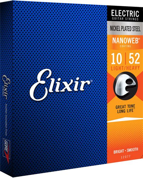 Elixir Nanoweb 12077 Light-Heavy (10-52) струны для электрогитары ...