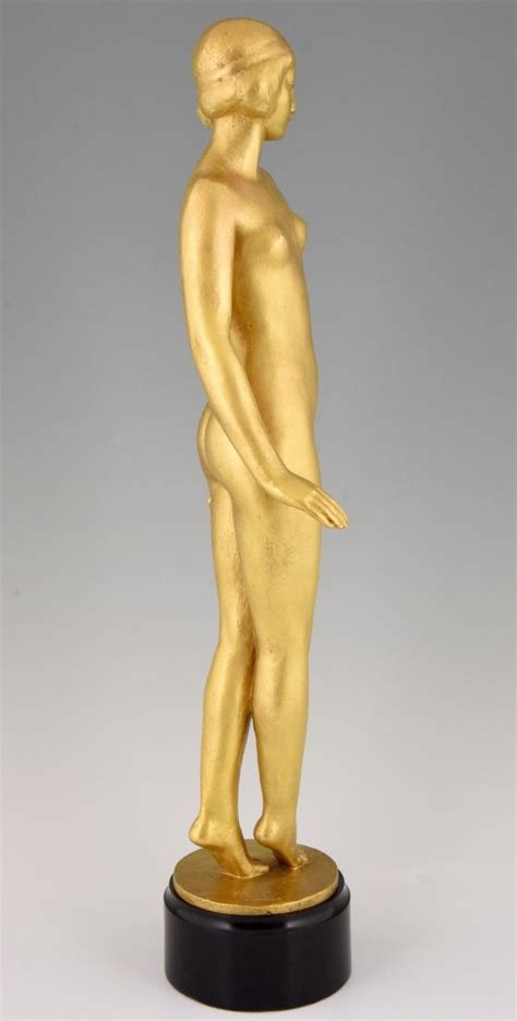 Art Deco Gilt Bronze Sculpture Of A Standing Nude Deconamic