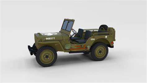 Full W Chassis Jeep Willys Mb Military Rev D Model Cgtrader