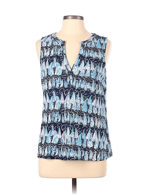 Lilly Pulitzer 100 Cotton Blue Tank Top Size L 64 Off Thredup