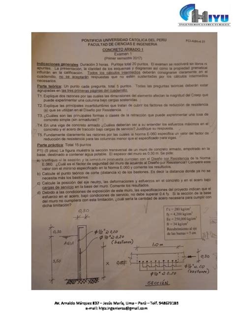 Examen Y Solucionario De Examen Parcial De Concreto Armado I Aporte