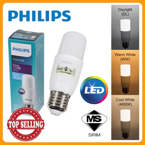 Philips Essential Led Stick Bulb 65w9w11w Shopee Malaysia