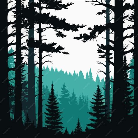 painting  forest silhouette cartoon drawing artwork vector
