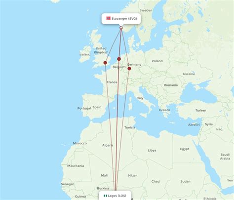 All Flight Routes From Lagos To Stavanger LOS To SVG Flight Routes