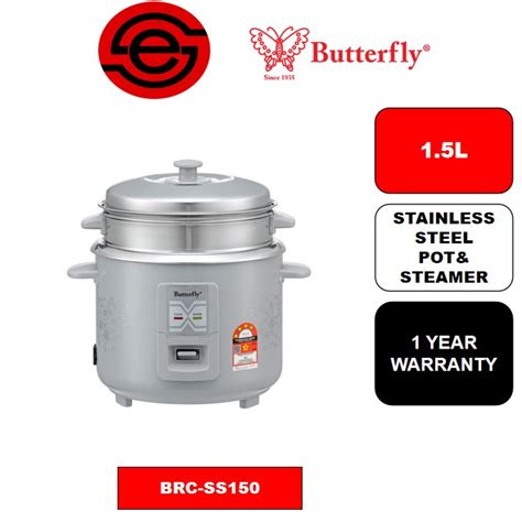 Butterfly L Stainless Steel Rice Cooker With Steamer Brc