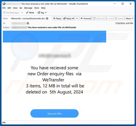 Wetransfer You Have Received Files Email Scam Removal And Recovery