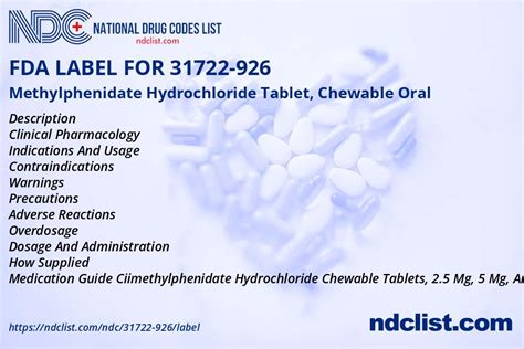 Fda Label For Methylphenidate Hydrochloride Tablet Chewable Oral