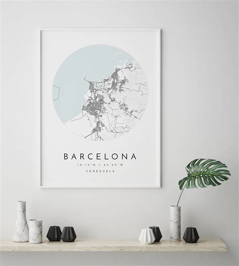 Barcelona Map Barcelona Venezuela City Map Home Town Map | Etsy